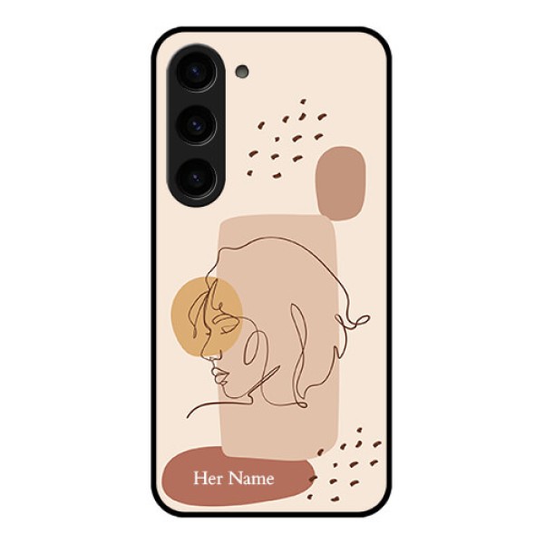 Galaxy S23 5G Photo Printing on Glass Case - Calm Woman line art Design Galaxy S23 5G Photo Printing on Glass Case - Calm Woman line art Design