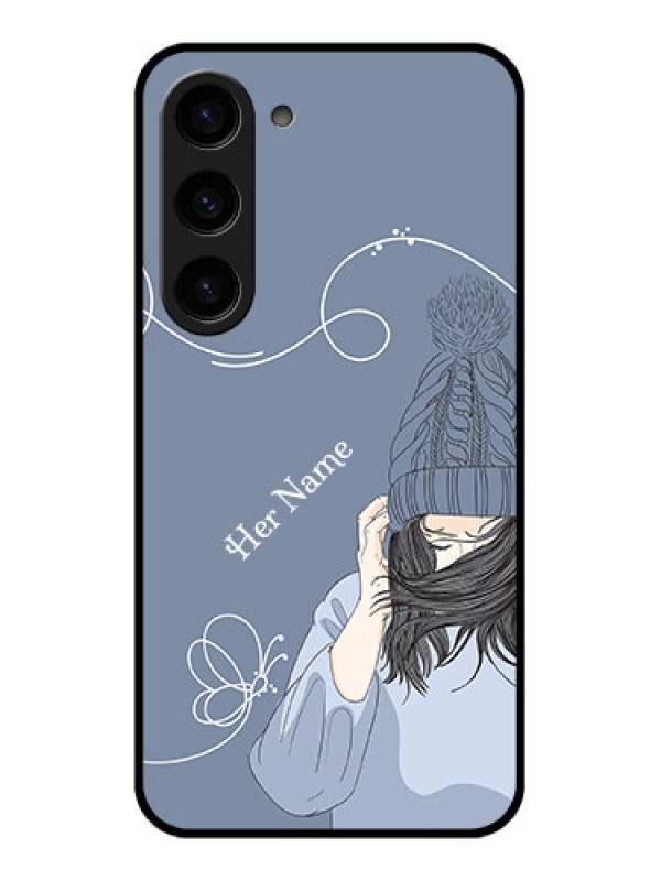 Custom Galaxy S23 5G Custom Glass Mobile Case - Girl in winter outfit Design