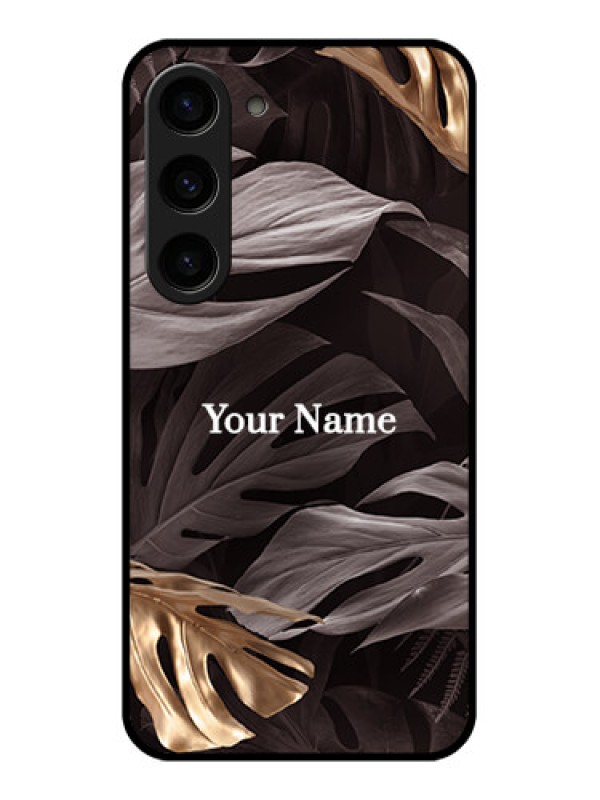 Custom Galaxy S23 5G Personalised Glass Phone Case - Wild Leaves digital paint Design