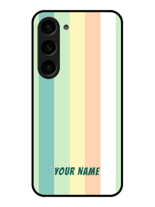 Custom Galaxy S23 5G Photo Printing on Glass Case - Multi-colour Stripes Design