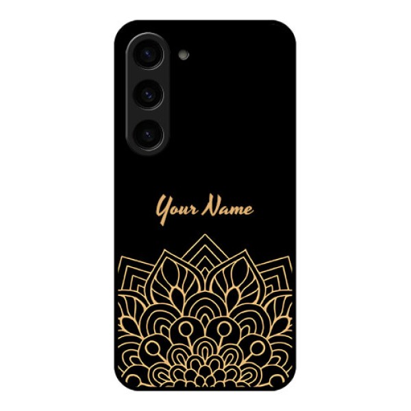 Galaxy S23 5G Custom Glass Phone Case - Golden mandala Design