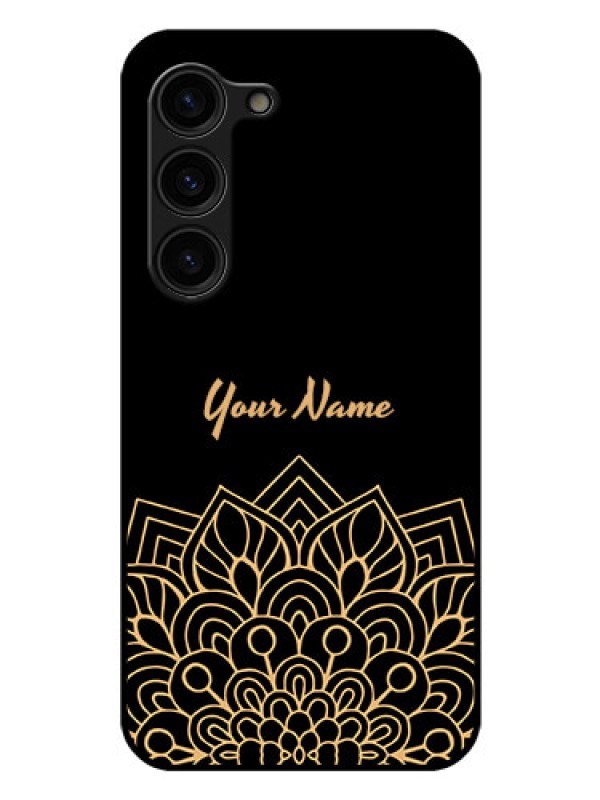 Custom Galaxy S23 5G Custom Glass Phone Case - Golden mandala Design
