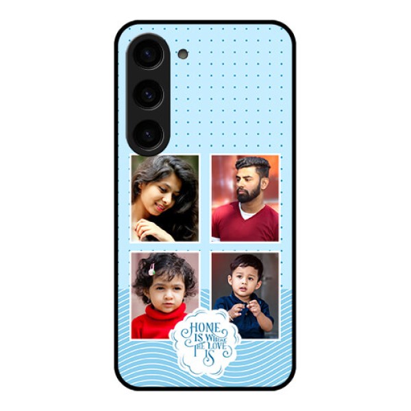 Galaxy S23 5G Custom Glass Phone Case - Cute love quote with 4 pic upload Design Galaxy S23 5G Custom Glass Phone Case - Cute love quote with 4 pic upload Design