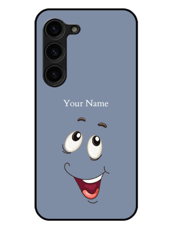 Custom Galaxy S23 5G Photo Printing on Glass Case - Laughing Cartoon Face Design
