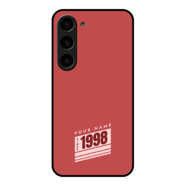 Galaxy S23 5G Custom Glass Phone Case - Red custom year of birth Design Galaxy S23 5G Custom Glass Phone Case - Red custom year of birth Design