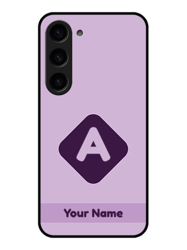 Custom Galaxy S23 5G Custom Glass Mobile Case - Custom Letter in curved badge Design