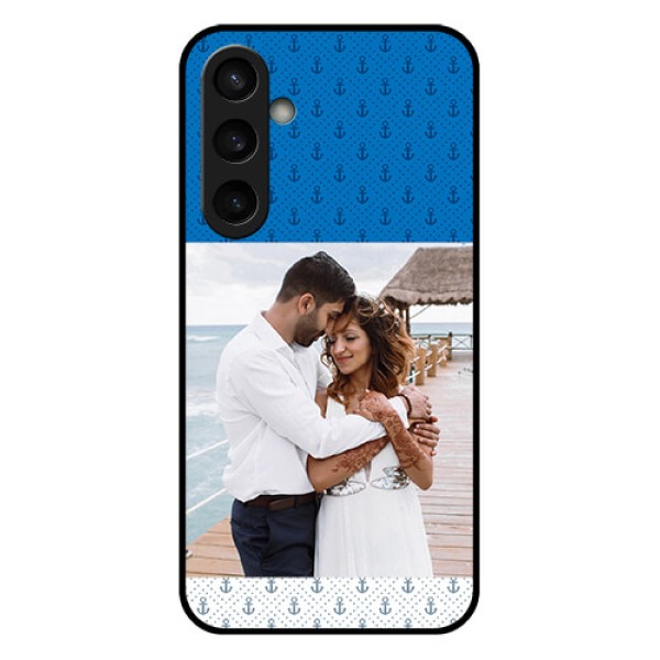 Samsung Galaxy S23 FE 5G Custom Glass Phone Case - Blue Anchors Design Samsung Galaxy S23 FE 5G Custom Glass Phone Case - Blue Anchors Design