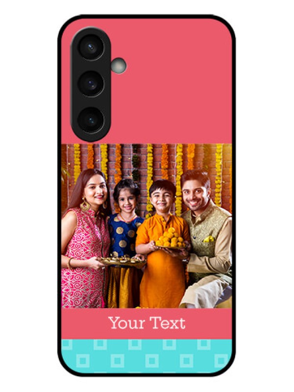 Custom Samsung Galaxy S23 FE 5G Custom Glass Phone Case - Peach & Blue Color Design