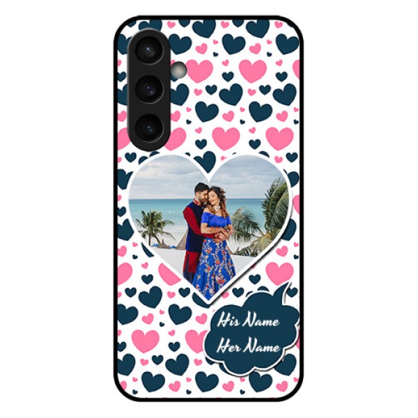Samsung Galaxy S23 FE 5G Custom Glass Phone Case - Pink & Blue Heart Design
