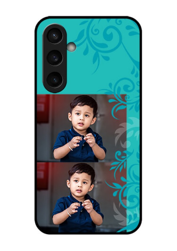 Samsung Galaxy S23 FE 5G Custom Glass Phone Case - With Photo And Green Floral Design