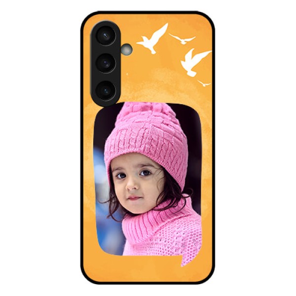 Samsung Galaxy S23 FE 5G Custom Glass Phone Case - Water Color Design With Bird Icons Samsung Galaxy S23 FE 5G Custom Glass Phone Case - Water Color Design With Bird Icons