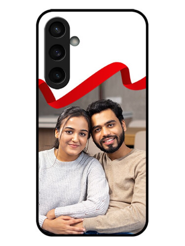 Custom Samsung Galaxy S23 FE 5G Custom Glass Phone Case - Red Ribbon Frame Design