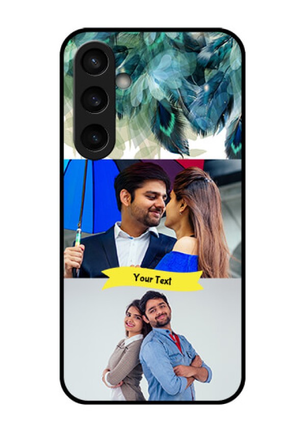Samsung Galaxy S23 FE 5G Custom Glass Phone Case - Image With Boho Peacock Feather Design