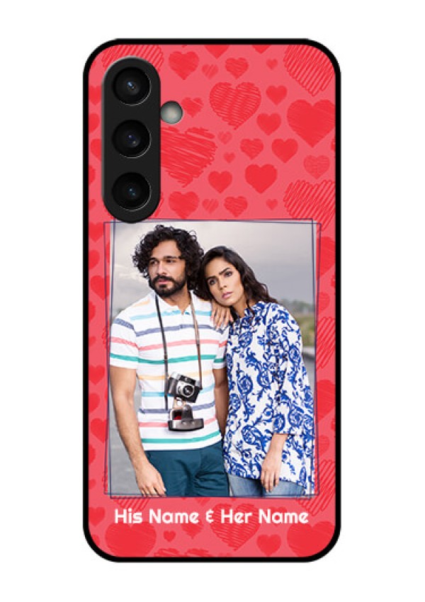 Samsung Galaxy S23 FE 5G Custom Glass Phone Case - With Red Heart Symbols Design