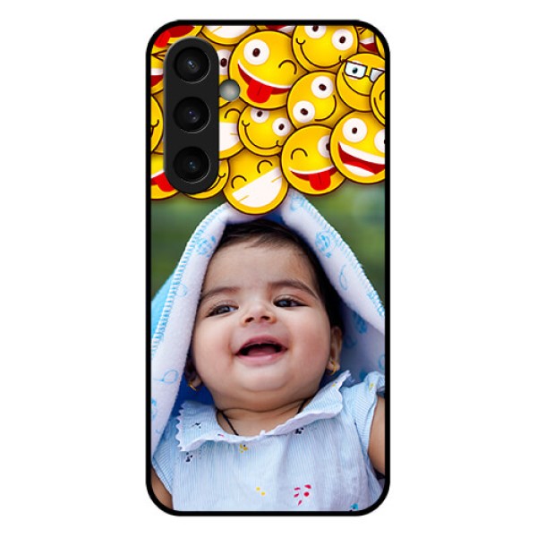 Samsung Galaxy S23 FE 5G Custom Glass Phone Case - With Smiley Emoji Design Samsung Galaxy S23 FE 5G Custom Glass Phone Case - With Smiley Emoji Design
