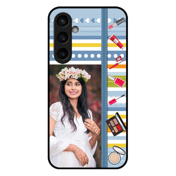 Samsung Galaxy S23 FE 5G Custom Glass Phone Case - Makeup Icons Design Samsung Galaxy S23 FE 5G Custom Glass Phone Case - Makeup Icons Design