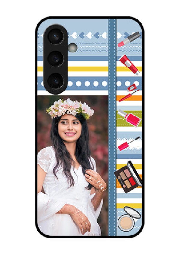 Samsung Galaxy S23 FE 5G Custom Glass Phone Case - Makeup Icons Design