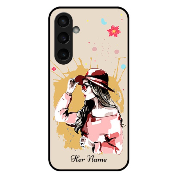 Samsung Galaxy S23 FE 5G Custom Glass Phone Case - Women With Pink Hat Design Samsung Galaxy S23 FE 5G Custom Glass Phone Case - Women With Pink Hat Design