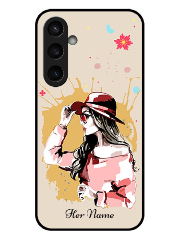 Custom Samsung Galaxy S23 FE 5G Custom Glass Phone Case - Women With Pink Hat Design