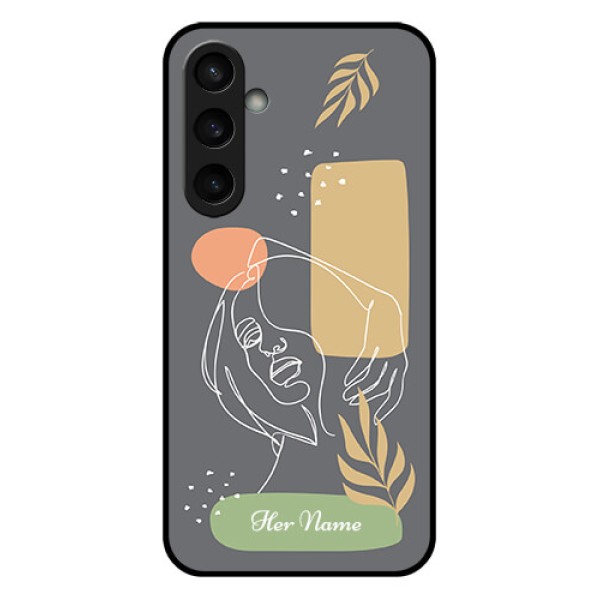 Samsung Galaxy S23 FE 5G Custom Glass Phone Case - Gazing Woman Line Art Design Samsung Galaxy S23 FE 5G Custom Glass Phone Case - Gazing Woman Line Art Design