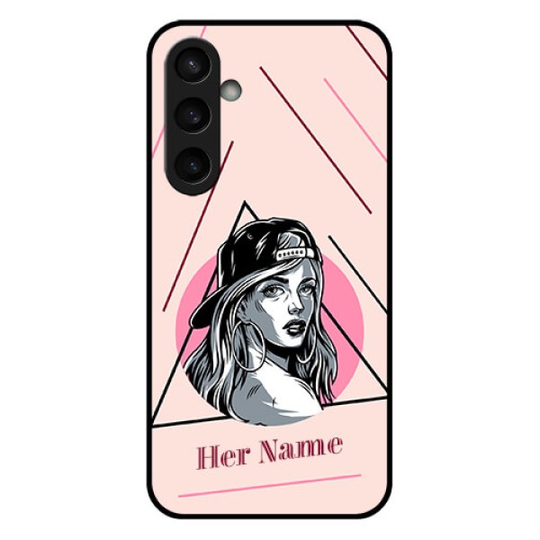 Samsung Galaxy S23 FE 5G Custom Glass Phone Case - Rockstar Girl Design Samsung Galaxy S23 FE 5G Custom Glass Phone Case - Rockstar Girl Design