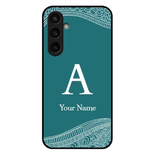 Samsung Galaxy S23 FE 5G Custom Glass Phone Case - Line Art Pattern With Custom Name Design Samsung Galaxy S23 FE 5G Custom Glass Phone Case - Line Art Pattern With Custom Name Design