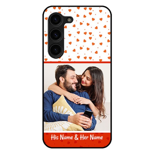 Galaxy S23 Plus 5G Custom Glass Phone Case - Orange Love Symbol Design