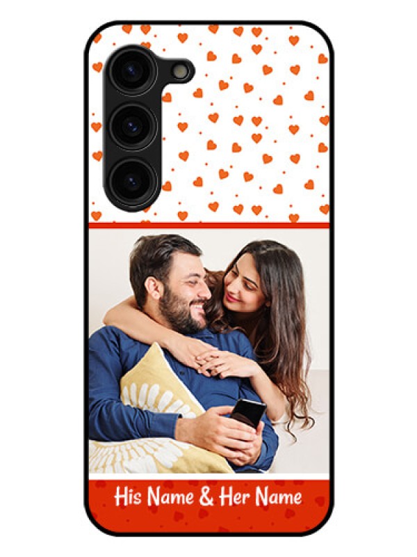 Custom Galaxy S23 Plus 5G Custom Glass Phone Case - Orange Love Symbol Design