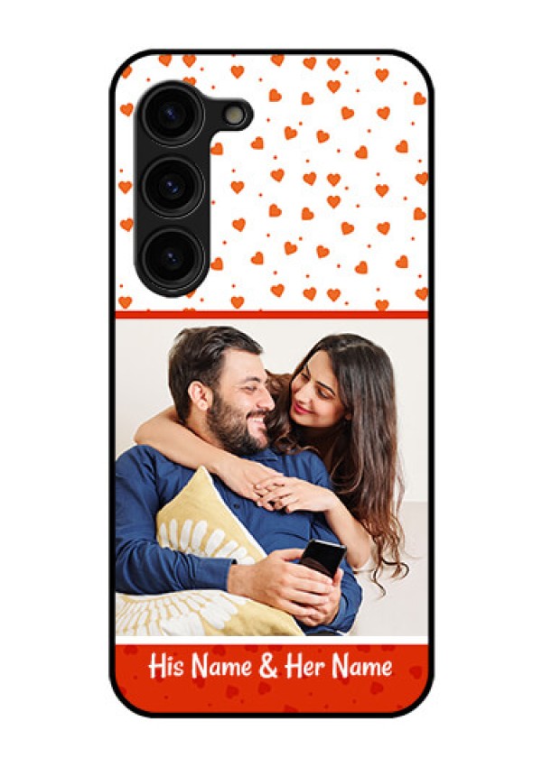 Galaxy S23 Plus 5G Custom Glass Phone Case - Orange Love Symbol Design