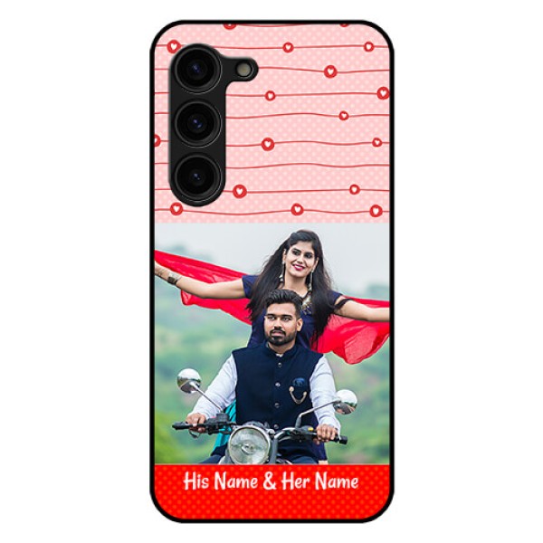 Galaxy S23 Plus 5G Personalized Glass Phone Case - Red Pattern Case Design Galaxy S23 Plus 5G Personalized Glass Phone Case - Red Pattern Case Design