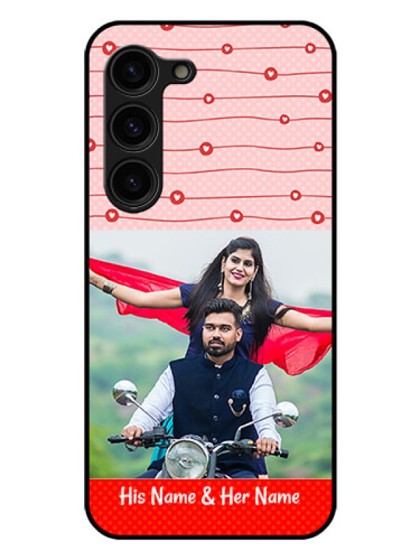 Custom Galaxy S23 Plus 5G Personalized Glass Phone Case - Red Pattern Case Design