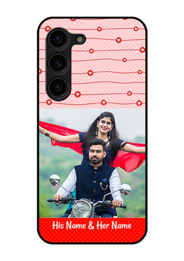 Galaxy S23 Plus 5G Personalized Glass Phone Case - Red Pattern Case Design
