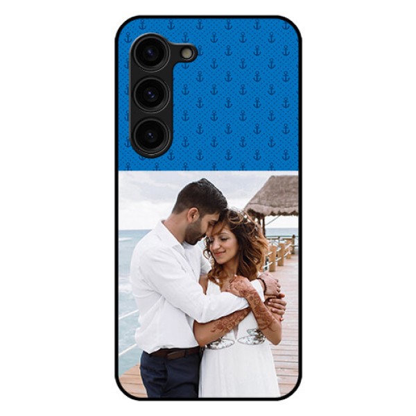 Galaxy S23 Plus 5G Photo Printing on Glass Case - Blue Anchors Design