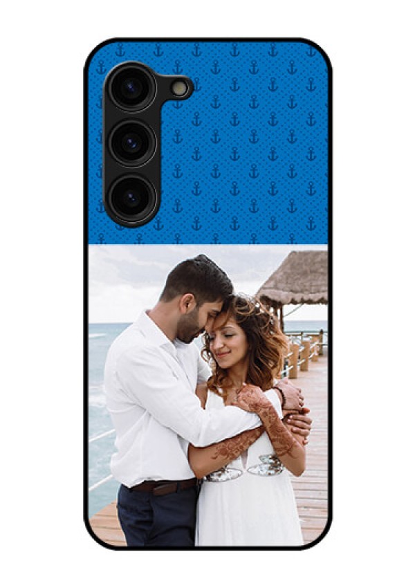 Galaxy S23 Plus 5G Photo Printing on Glass Case - Blue Anchors Design