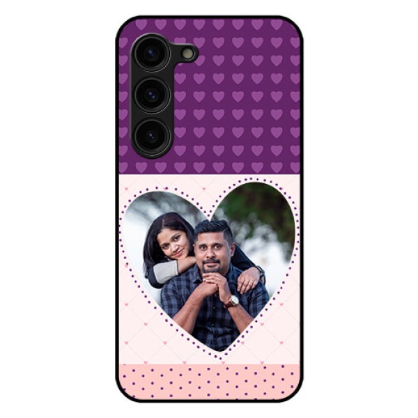 Galaxy S23 Plus 5G Custom Glass Phone Case - Violet Love Dots Design
