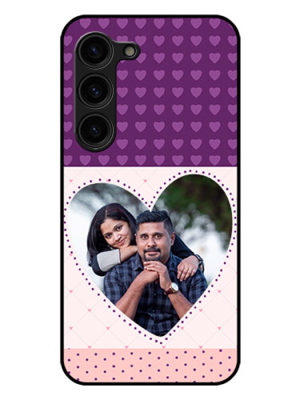 Custom Galaxy S23 Plus 5G Custom Glass Phone Case - Violet Love Dots Design