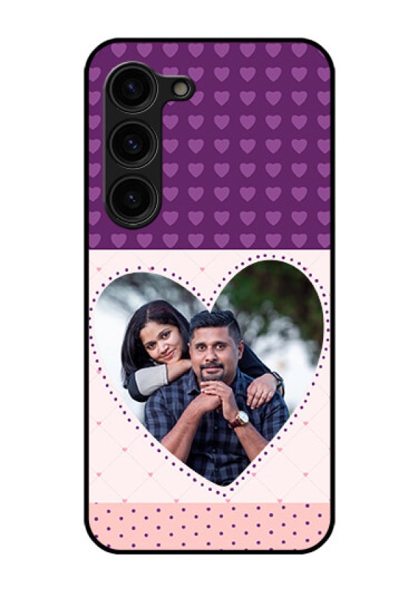 Galaxy S23 Plus 5G Custom Glass Phone Case - Violet Love Dots Design