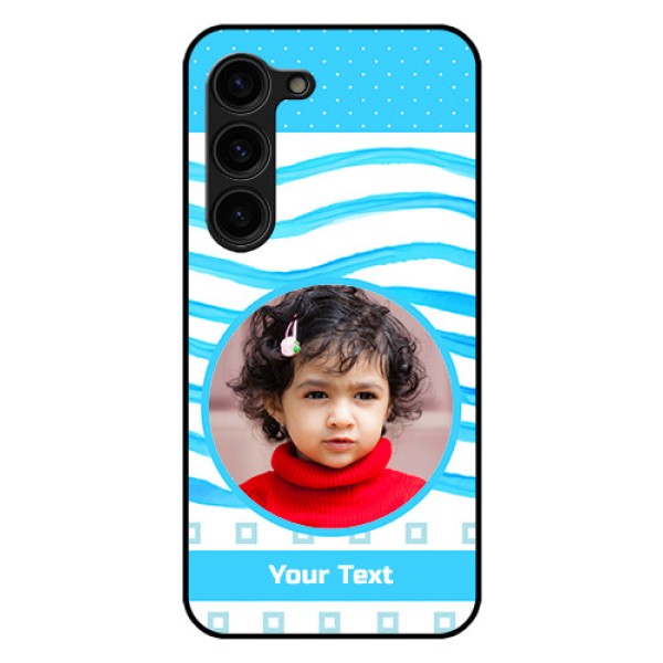 Galaxy S23 Plus 5G Custom Glass Phone Case - Simple Blue Case Design Galaxy S23 Plus 5G Custom Glass Phone Case - Simple Blue Case Design
