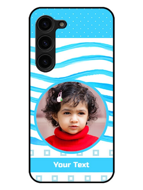 Custom Galaxy S23 Plus 5G Custom Glass Phone Case - Simple Blue Case Design