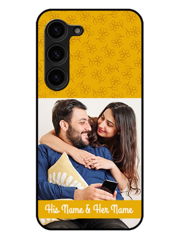 Custom Galaxy S23 Plus 5G Custom Glass Mobile Case - Yellow Floral Design