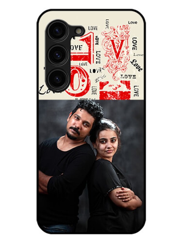 Custom Galaxy S23 Plus 5G Photo Printing on Glass Case - Trendy Love Design Case