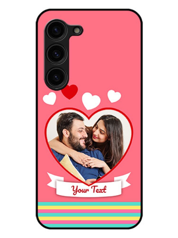 Custom Galaxy S23 Plus 5G Photo Printing on Glass Case - Love Doodle Design