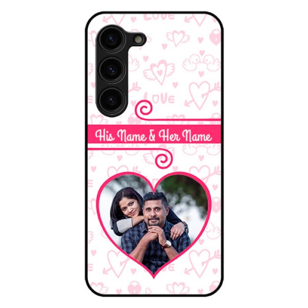 Galaxy S23 Plus 5G Personalized Glass Phone Case - Heart Shape Love Design Galaxy S23 Plus 5G Personalized Glass Phone Case - Heart Shape Love Design