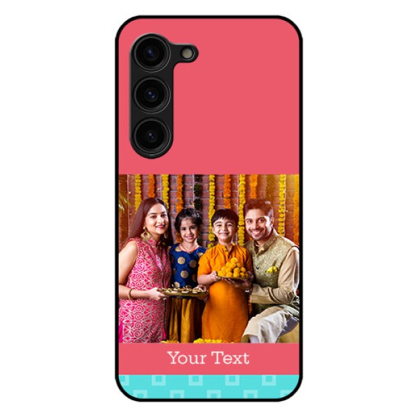 Galaxy S23 Plus 5G Personalized Glass Phone Case - Peach & Blue Color Design Galaxy S23 Plus 5G Personalized Glass Phone Case - Peach & Blue Color Design