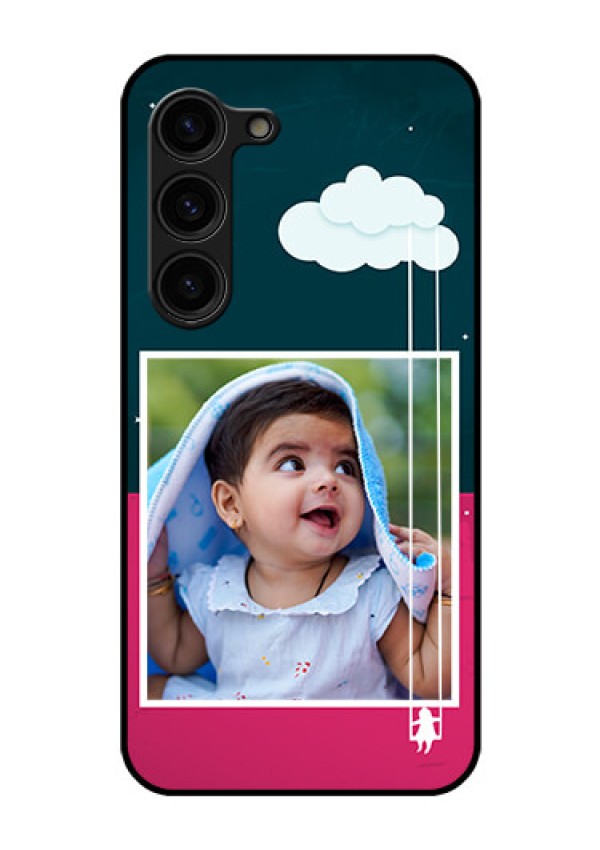 Galaxy S23 Plus 5G Custom Glass Phone Case - Cute Girl with Cloud Design