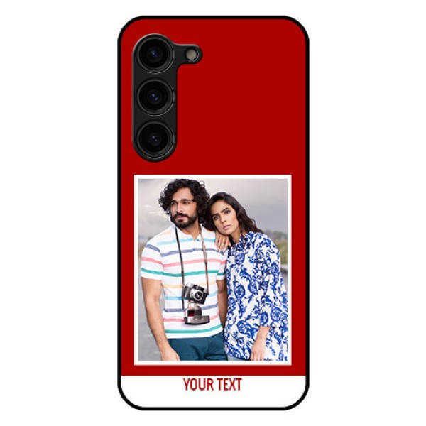 Galaxy S23 Plus 5G Personalized Glass Phone Case - Simple Red Color Design