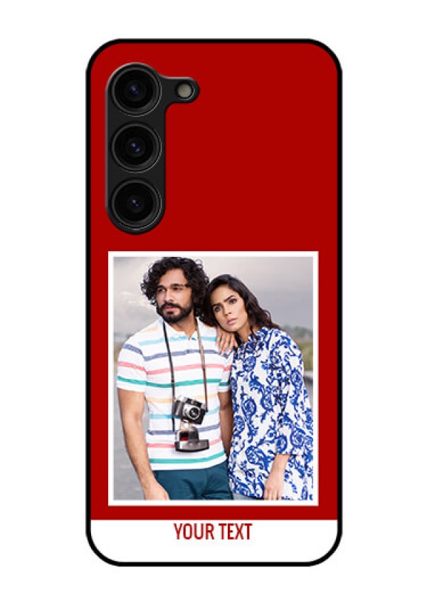 Galaxy S23 Plus 5G Personalized Glass Phone Case - Simple Red Color Design