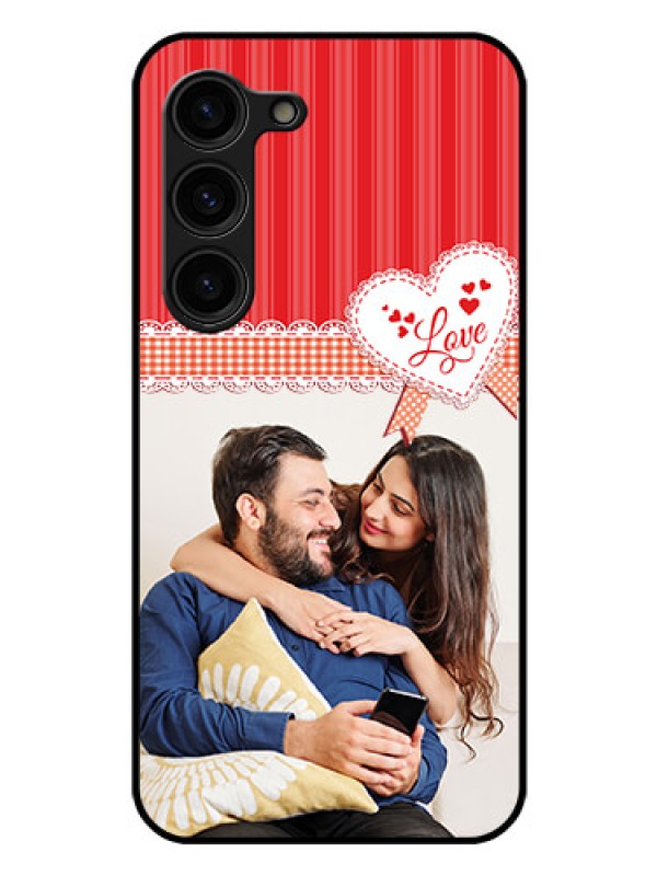 Custom Galaxy S23 Plus 5G Custom Glass Mobile Case - Red Love Pattern Design
