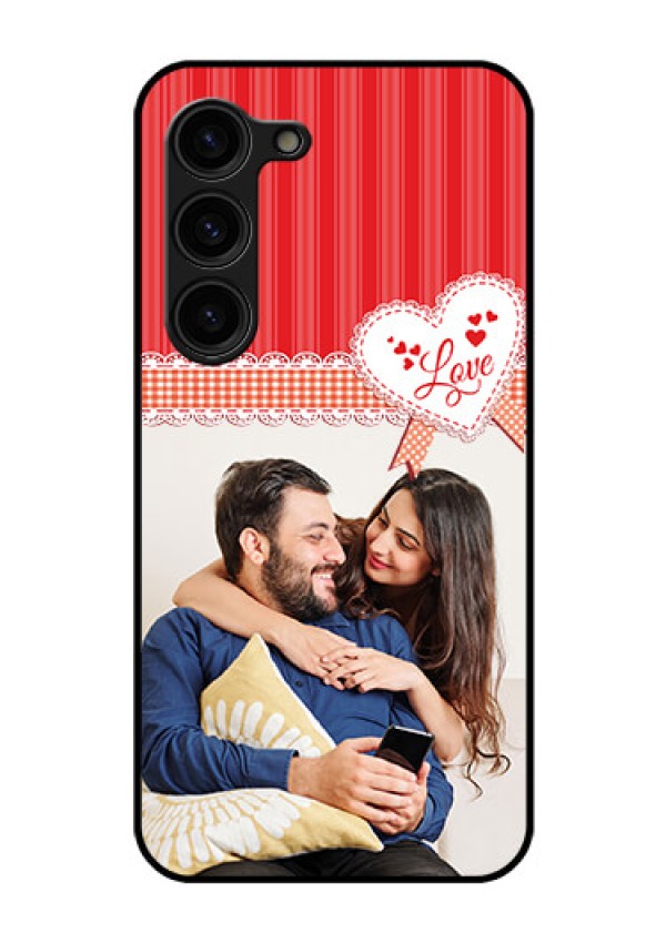 Galaxy S23 Plus 5G Custom Glass Mobile Case - Red Love Pattern Design