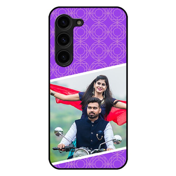 Galaxy S23 Plus 5G Custom Glass Phone Case - Violet Pattern Design Galaxy S23 Plus 5G Custom Glass Phone Case - Violet Pattern Design